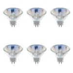 6 Pack Bombillo Dicroico Halógeno Bi-pin GX5.3, 20W, 2700K, Osram