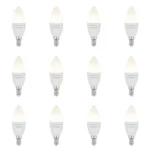 12 Pack Bombillo LED Tipo Vela, 9W, Rosca E14, 3500K, Hammer