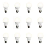 12 Pack Bombillo Bulbo A60, 9W, Rosca E27, 3000K, HomeLight