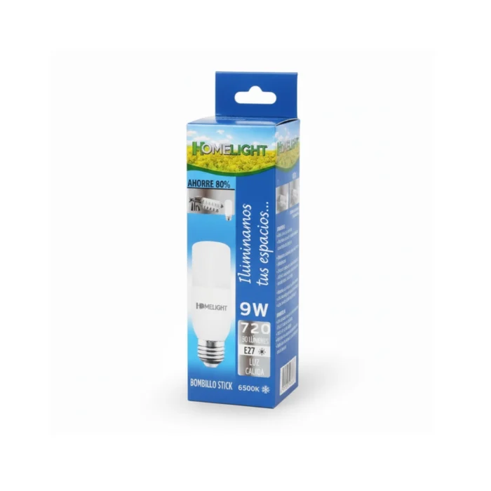 12 Pack Bombillo Tipo Stick, 9W, Rosca E27, 6500K, HomeLight - Imagen 2
