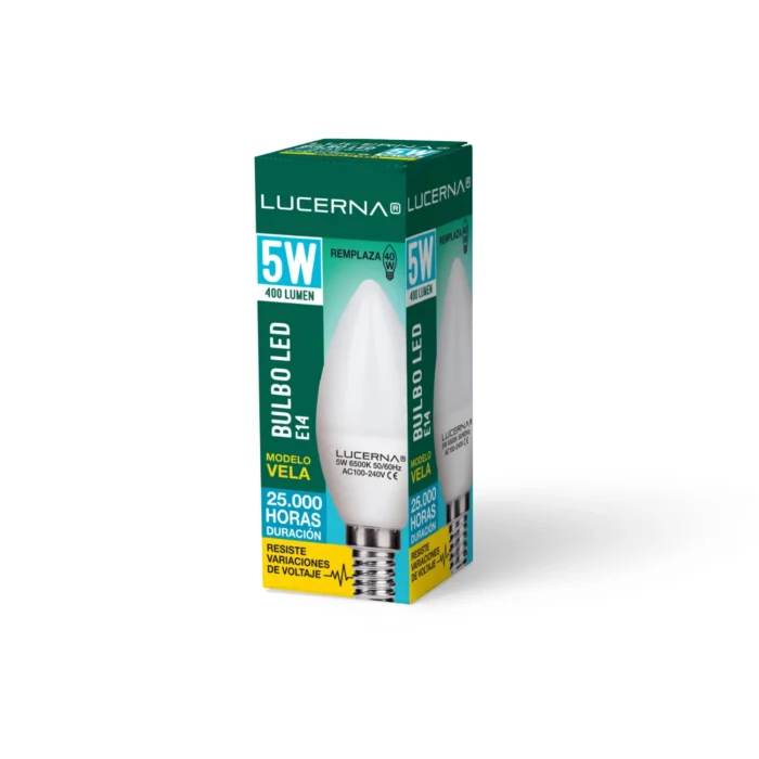 12 Pack Bombillo Tipo Vela, 6W, Rosca E14, 3000K, Lucerna - Imagen 3
