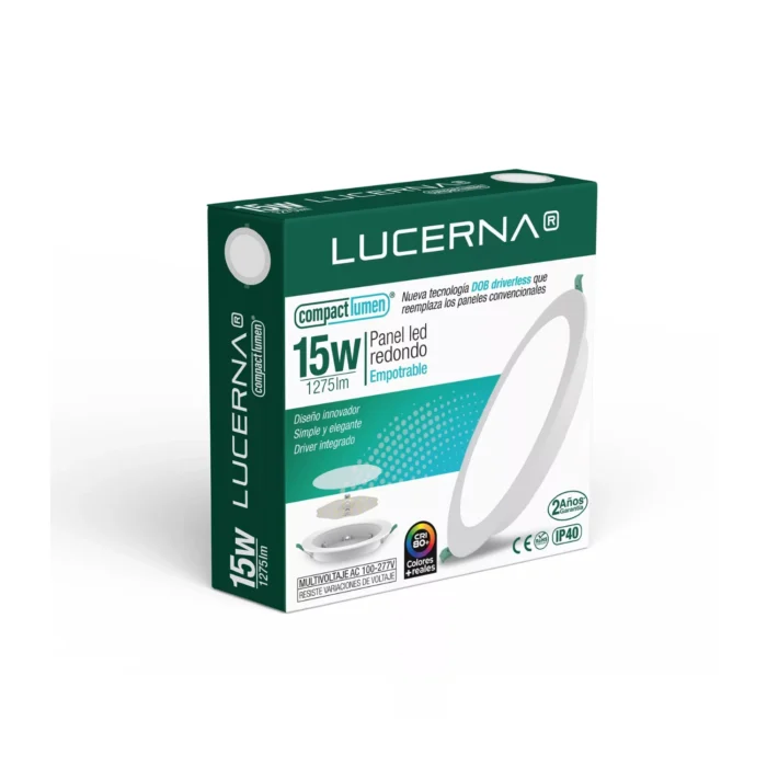 2 Pack Panel DOB Empotrable Redondo 6", 15W, 6500K, Compact Lumen, Lucerna - Imagen 5