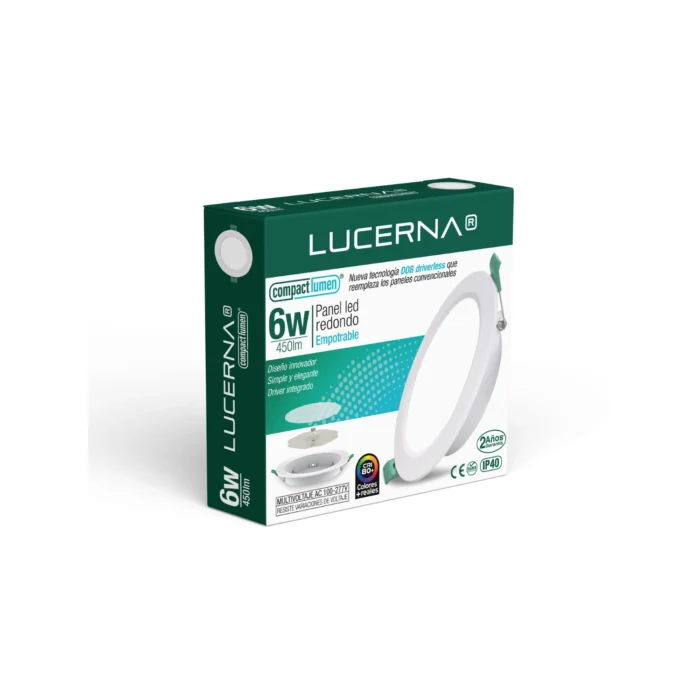 4 Pack Panel DOB Empotrable Redondo 4", 6W, 6500K, Compact Lumen, Lucerna - Imagen 5