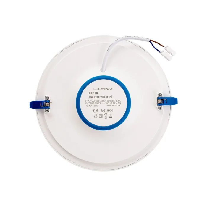 Panel Empotrable Redondo 8", 22W, 6500K, High Lumen, Lucerna - Imagen 3