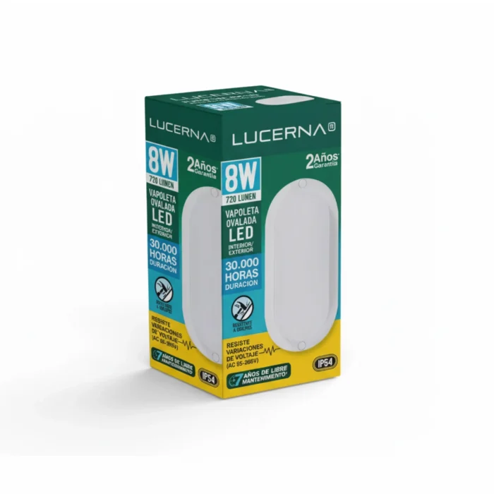 2 Pack Vapoleta Ovalada 16x8.9cm, 8W, 6500K, Lucerna - Imagen 5