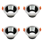 4 Pack Aro Empotrable para Spot c/Sócate GU10, Blanco/Espejo, Lucerna