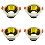 4 Pack Aro Empotrable para Spot c/Sócate GU10, Blanco/Oro, Lucerna