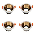 4 Pack Aro Empotrable para Spot c/Sócate GU10, Blanco/Oro Rosa, Lucerna