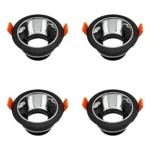 4 Pack Aro Empotrable para Spot c/Sócate GU10, Negro/Espejo, Lucerna