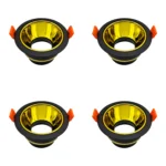 4 Pack Aro Empotrable para Spot c/Sócate GU10, Negro/Oro, Lucerna