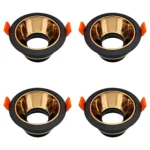 4 Pack Aro Empotrable para Spot c/Sócate GU10, Negro/Oro Rosa, Lucerna