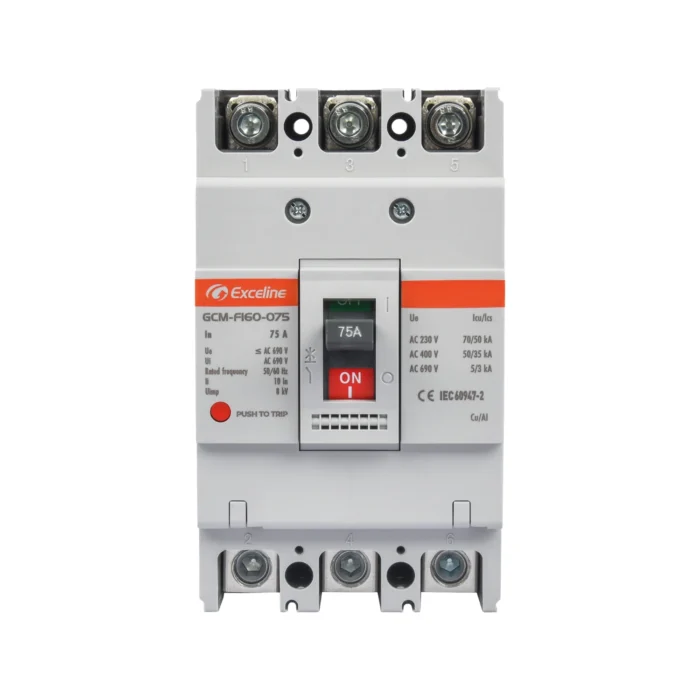Breaker Caja Moldeada GCM-F160 3x75A 690V, Exceline - Imagen 2