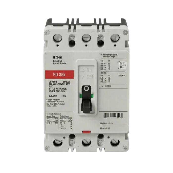 Breaker Caja Moldeada FD 3x70A, Eaton - Imagen 2