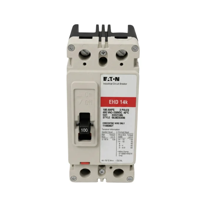 Breaker Caja Moldeada EHD 2x100A Eaton - Imagen 2