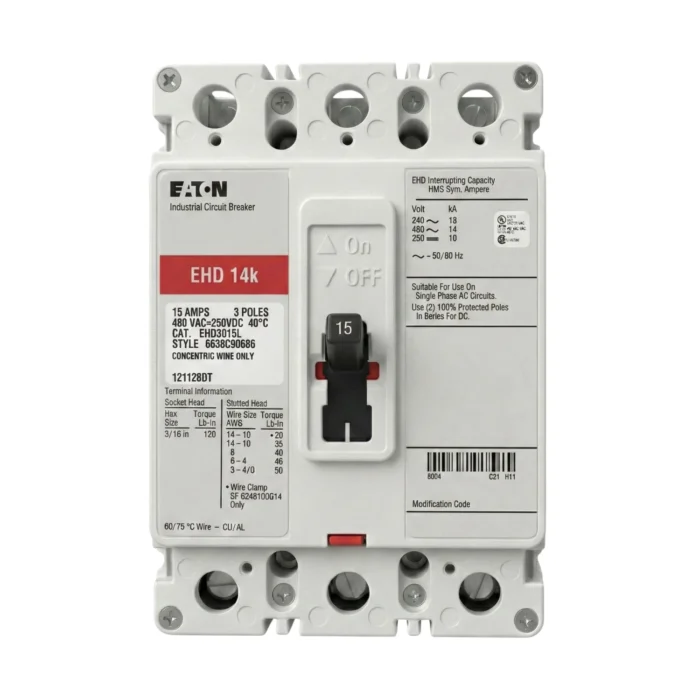Breaker Caja Moldeada EHD 3x15A Eaton - Imagen 2
