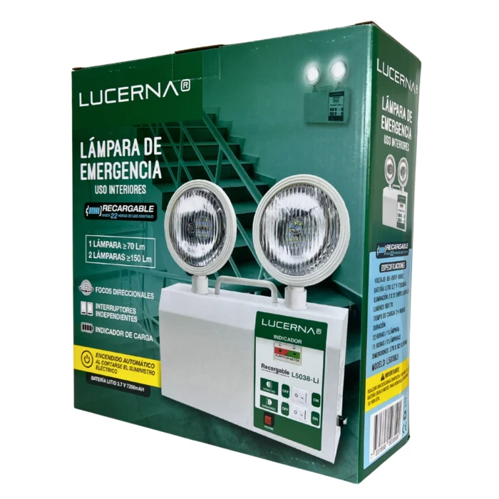 Lámpara de Emergencia Superficial Doble Foco, Batería de Litio 7200mAh, Lucerna - Imagen 3