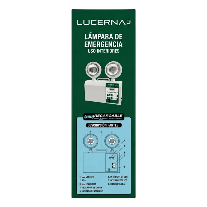 Lámpara de Emergencia Superficial Doble Foco, Batería de Litio 7200mAh, Lucerna - Imagen 5
