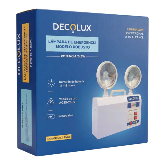 Lámpara de Emergencia Superficial 2x3W 6500K Decolux - Imagen 4