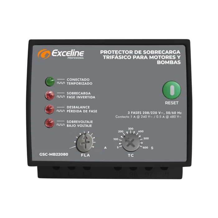 Protector de Sobrecarga Motores y Bombas, 220V, 25-80A, GSC-MB22080, Exceline - Imagen 2