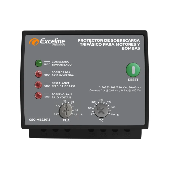 Protector de Sobrecarga Motores y Bombas, 220V, 3.5-12.5A, GSC-MB22012, Exceline - Imagen 2