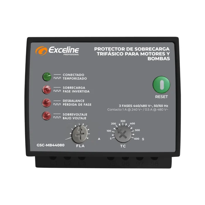 Protector de Sobrecarga Motores y Bombas, 440V, 25-80A, GSC-MB44080, Exceline - Imagen 2