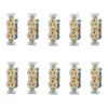 10 Pack Tomacorriente Doble, NEMA 5-15R, Marfil, Eaton