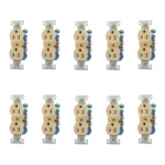 10 Pack Tomacorriente Doble, NEMA 5-15R, Marfil, Eaton