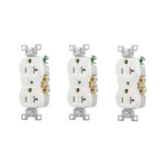 3 Pack Tomacorriente Doble, NEMA 5-20R (Ranura T), Blanco, Eaton