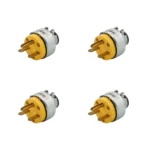 4 Pack Enchufe Aéreo Blindado, NEMA 6-15P, 14-10 AWG, 250V, Amarillo, Eaton