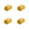 4 Pack Enchufe Aéreo de Vinil, NEMA 5-15P, 18-12 AWG, 125V, Amarillo, Eaton
