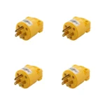 4 Pack Enchufe Aéreo de Vinil, NEMA 5-15P, 18-12 AWG, 125V, Amarillo, Eaton