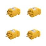 4 Pack Enchufe Aéreo de Vinil, NEMA 6-15P, 18-12 AWG, 250V, Amarillo, Eaton