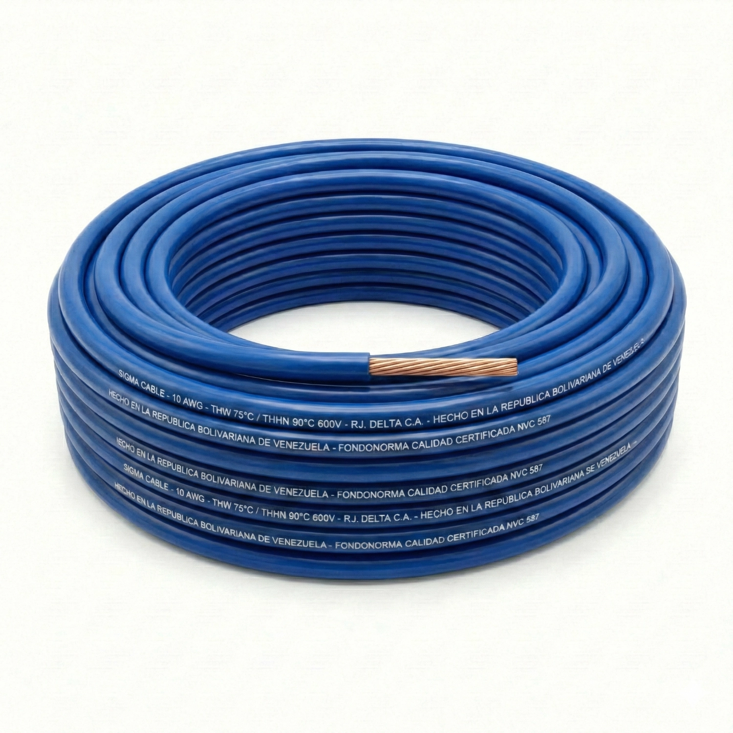 ElectriCaracas Cable AWG Calibre 10 Azul, Sigma Cable THHW Calibre 10 AWG Azul, Rollo 100m, Sigma - Imagen 1