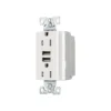Tomacorriente Doble, NEMA 5-15R, 2 Puertos USB 3.1A, Blanco, Eaton