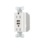 Tomacorriente Doble, NEMA 5-15R, 2 Puertos USB 3.1A, Blanco, Eaton
