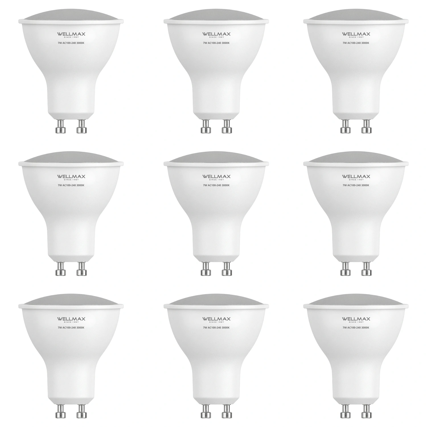 ElectriCaracas 9 Pack Bombillo Dicroico GU10, 7W, 3000K, Samsung LED, Wellmax 01 9 Pack Bombillo Dicroico GU10, 7W, 3000K, Samsung LED, Wellmax - Imagen 1