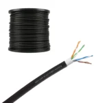 Cable de Red UTP Cat5e Doble Chaqueta para Exterior, Negro, Bobina 305m, Elecon