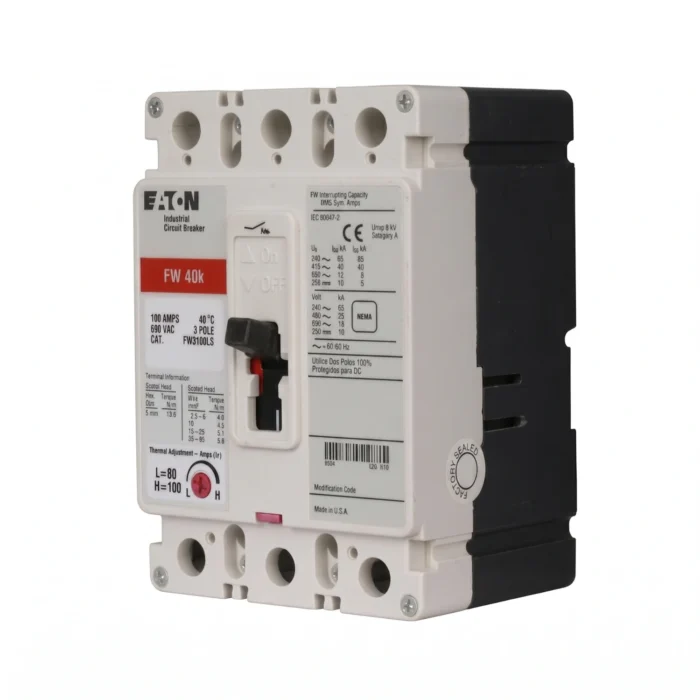 Breaker Caja Moldeada 3x100A, Disparo Ajustable 80-100A, Línea FW, Serie C, Eaton - Imagen 3