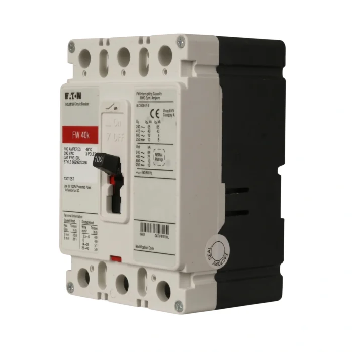 Breaker Caja Moldeada 3x100A, Disparo Fijo, Línea FW, Serie C, Eaton - Imagen 3