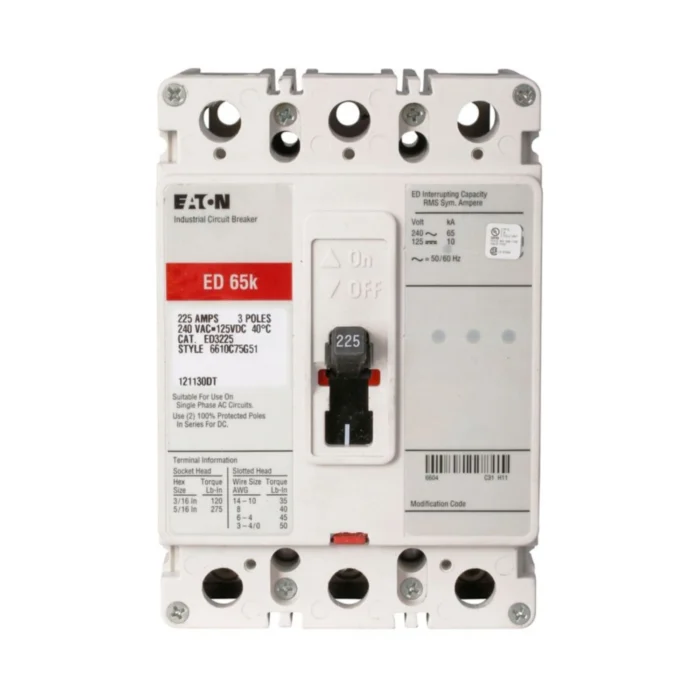 Breaker Caja Moldeada 3x225A, Línea ED, Serie C, Eaton - Imagen 2