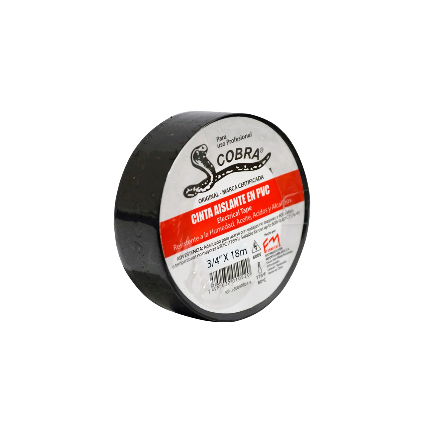 ElectriCaracas Teipe Eléctrico Negro 18 mts, Cobra Teipe Eléctrico Negro 18 mts, Cobra - Imagen 1